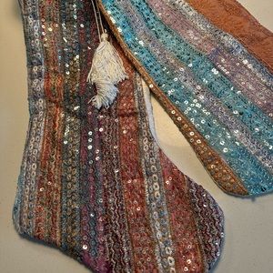 Set of 2 Boho Chic Christmas Stockings